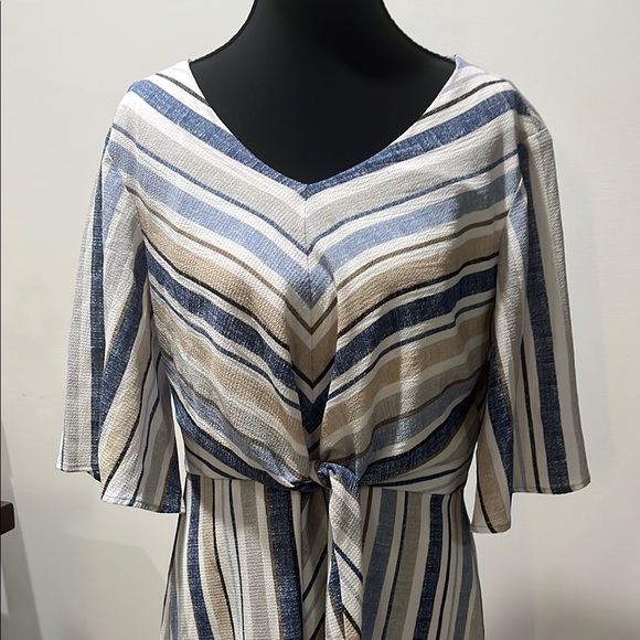 Cato Striped Blue & Beige Dress - Picture 6 of 9